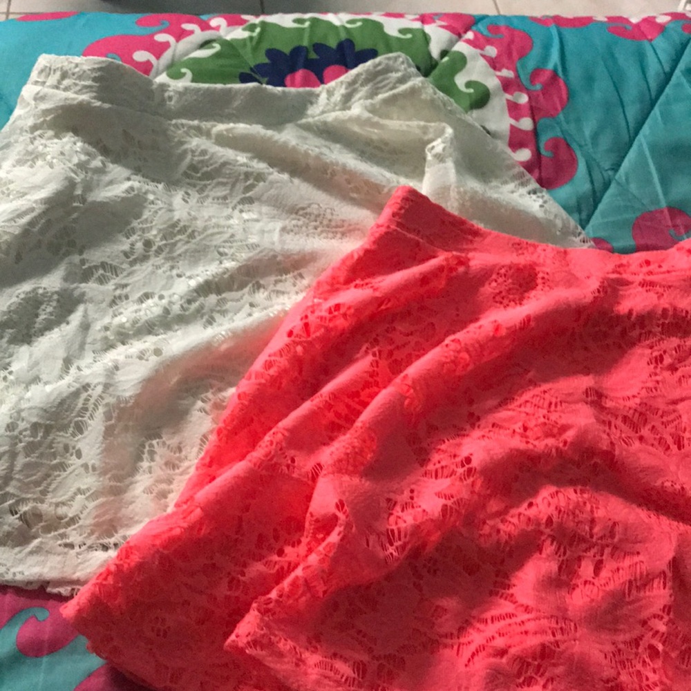 Lace skirts (Sold separately or both) coral&white